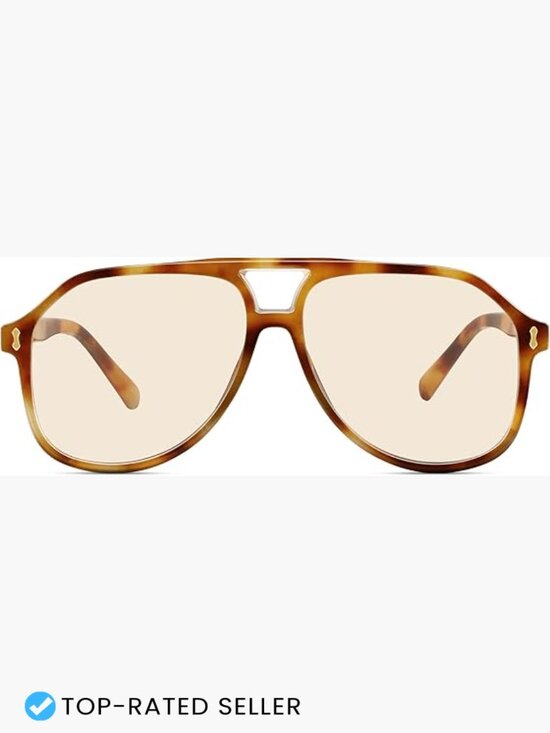 Oversized Square Aviator Sunglasses Retro 70s Thick Frame Double Bridge main image 5
